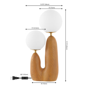 Oda 17.75" 2-Light Modern Bohemian Resin/Iron/Frosted Glass Danish Cactus LED Table Lamp - JONATHAN Y